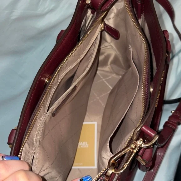 Michael Kors Dark Red Leather Satchel - Picture 3 of 6